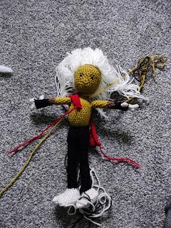 Front view of the in-progress doll