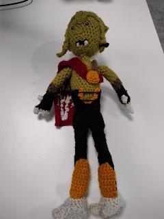 The doll, lying on a table